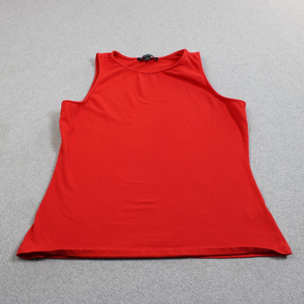 Boston Proper Tank Top Women Large Red Crew Neck Stretch Jersey Basic USA Capsul